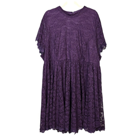 Torrid A Line Skater Dress Size 30 Purple Lace Floral Boho Dressy Cocktail - Picture 1 of 8